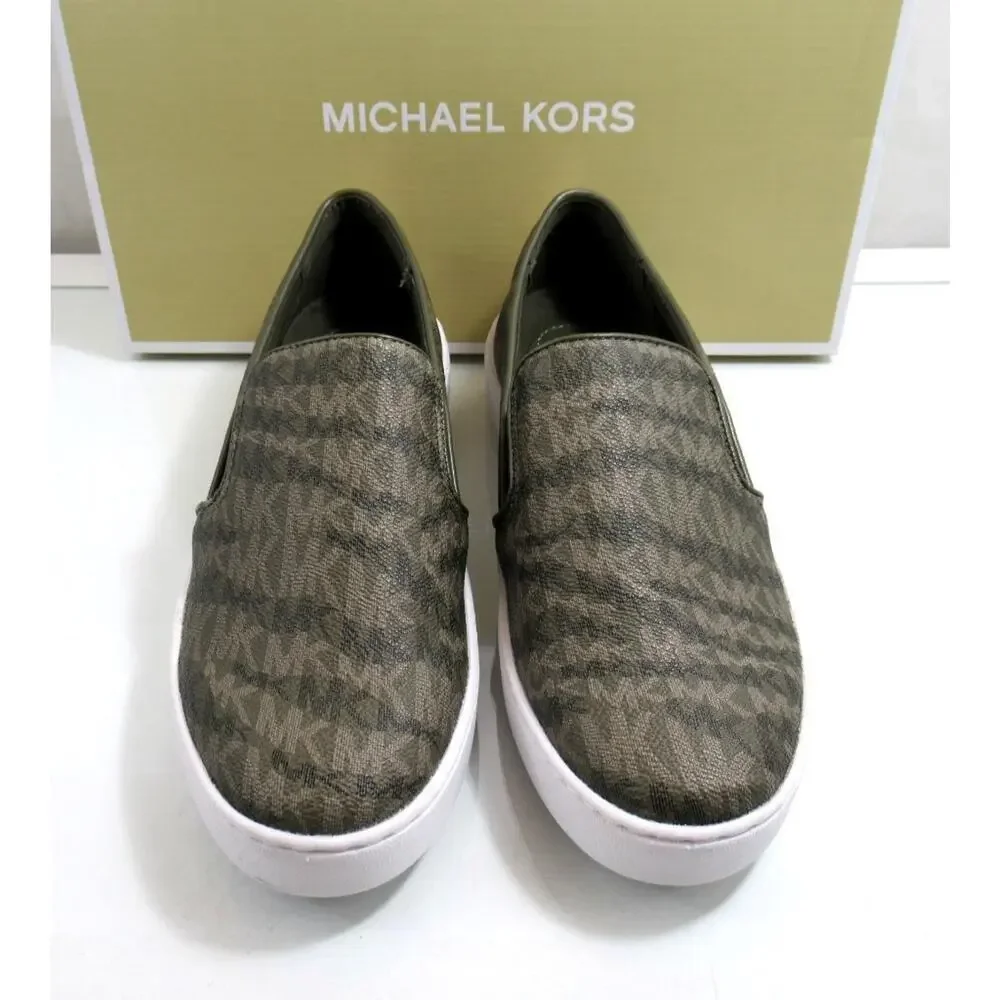 Michael Kors Keaton Slip On Sneakers MK Signature Olive Green Size 7.5 - Picture 5 of 8